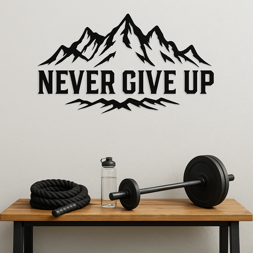 Never Give Up – Mountain Silhouette Metal Art