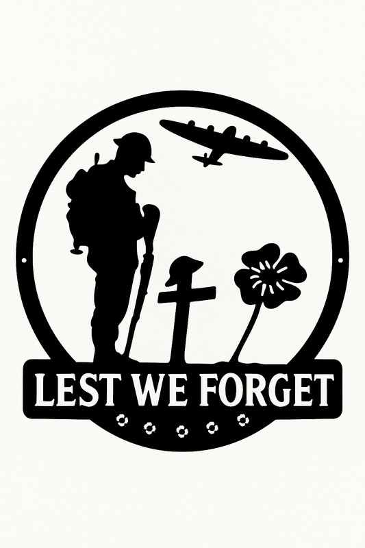 Lest We Forget Bomber Edition — Soldier & Poppy Metal Art | CNC Plasma Cut Memorial Piece
