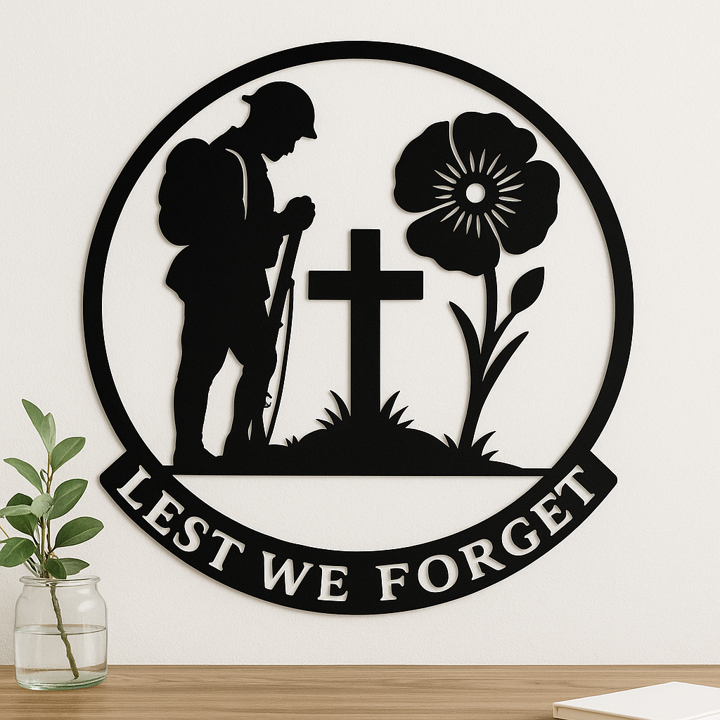 Lest We Forget — Soldier & Poppy Metal Art | CNC Plasma Cut Memorial Piece