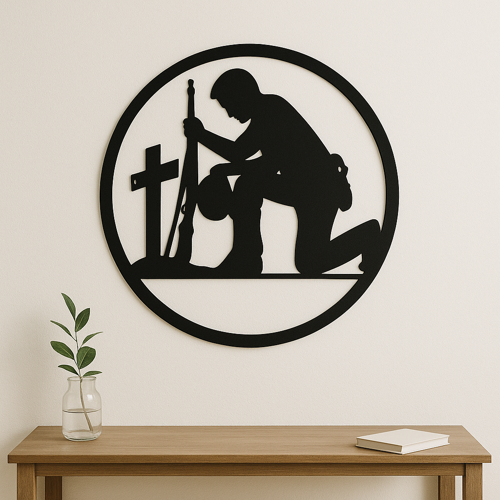 Kneeling Soldier Metal Art — Honor and Remembrance