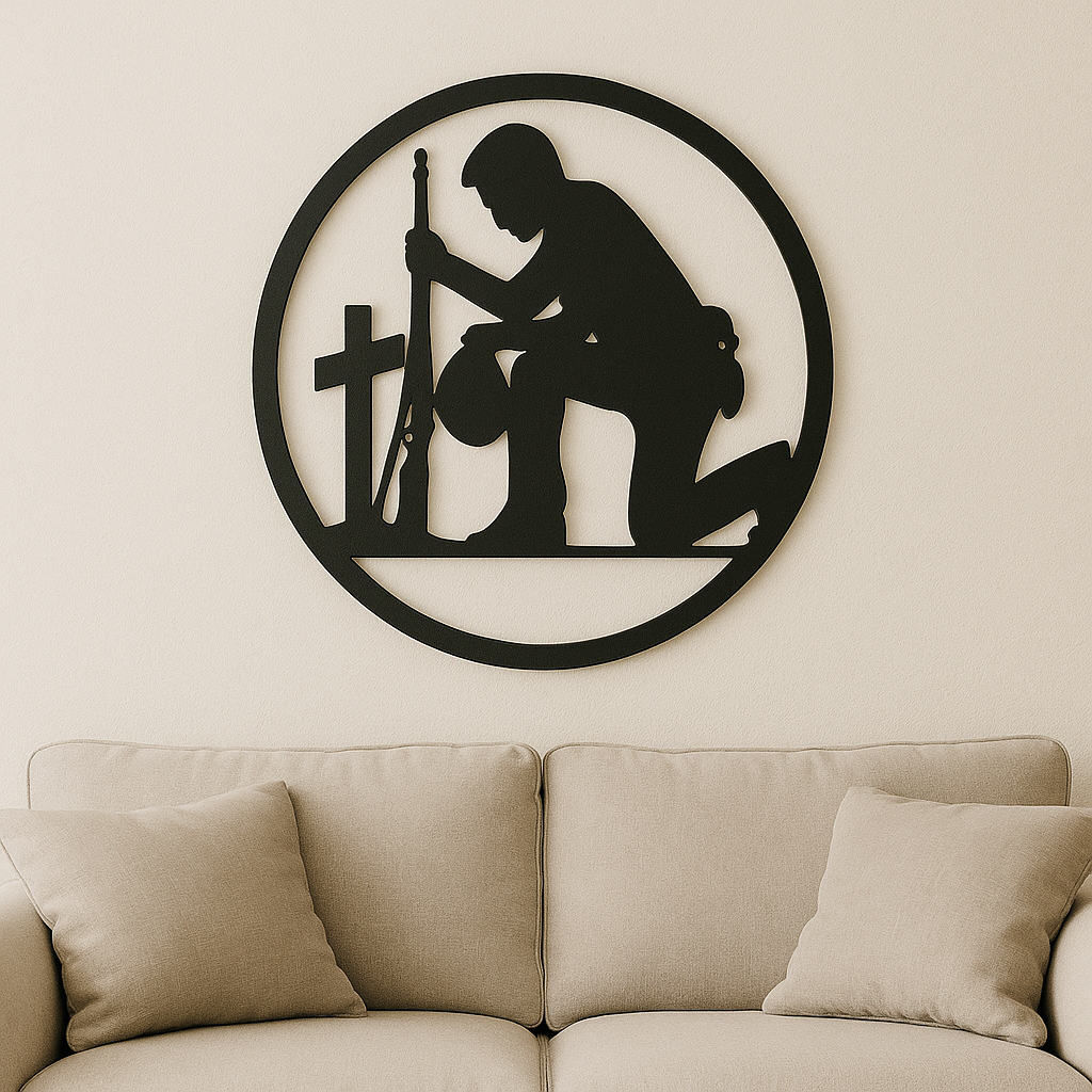 Kneeling Soldier Metal Art — Honor and Remembrance