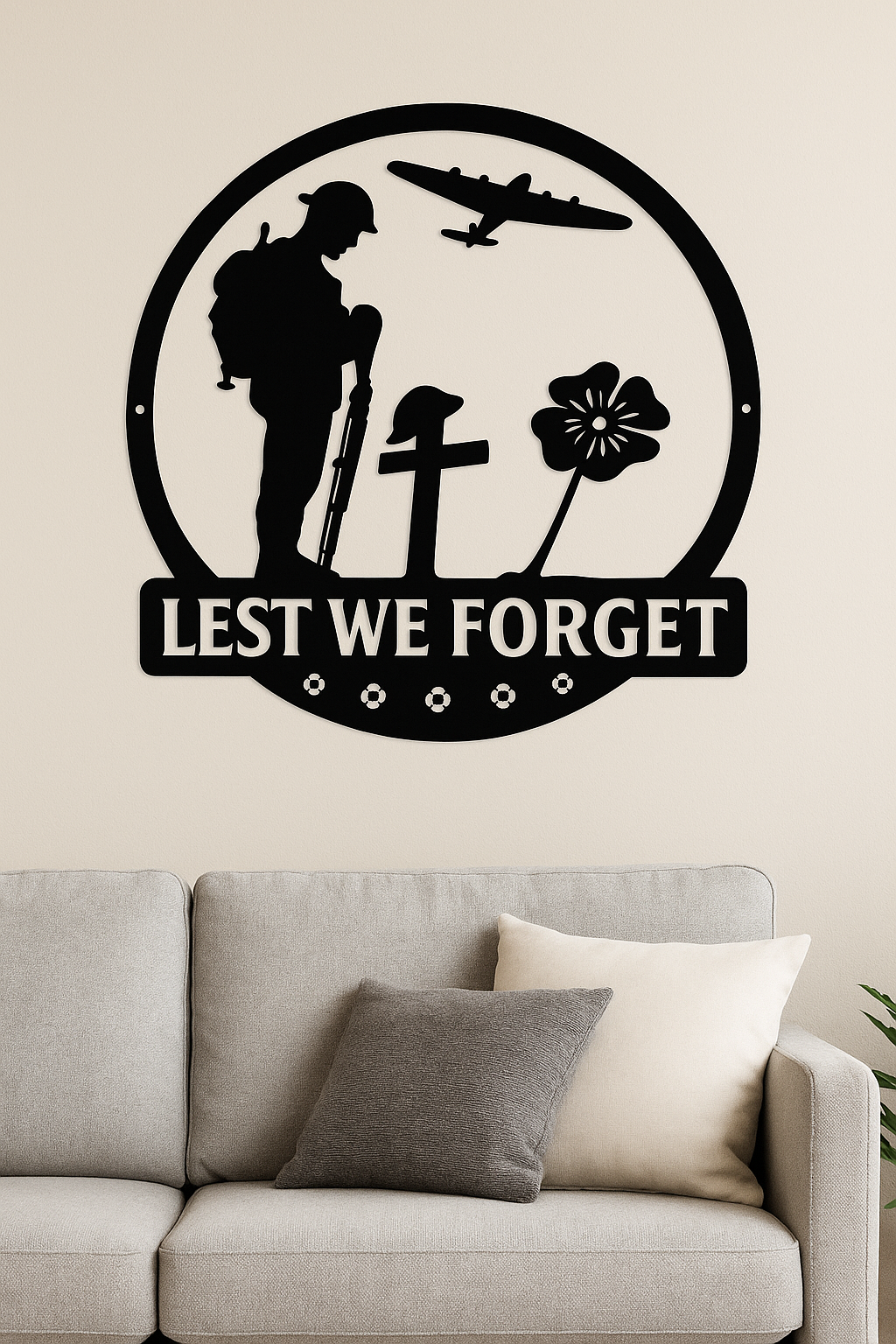Lest We Forget Bomber Edition — Soldier & Poppy Metal Art | CNC Plasma Cut Memorial Piece