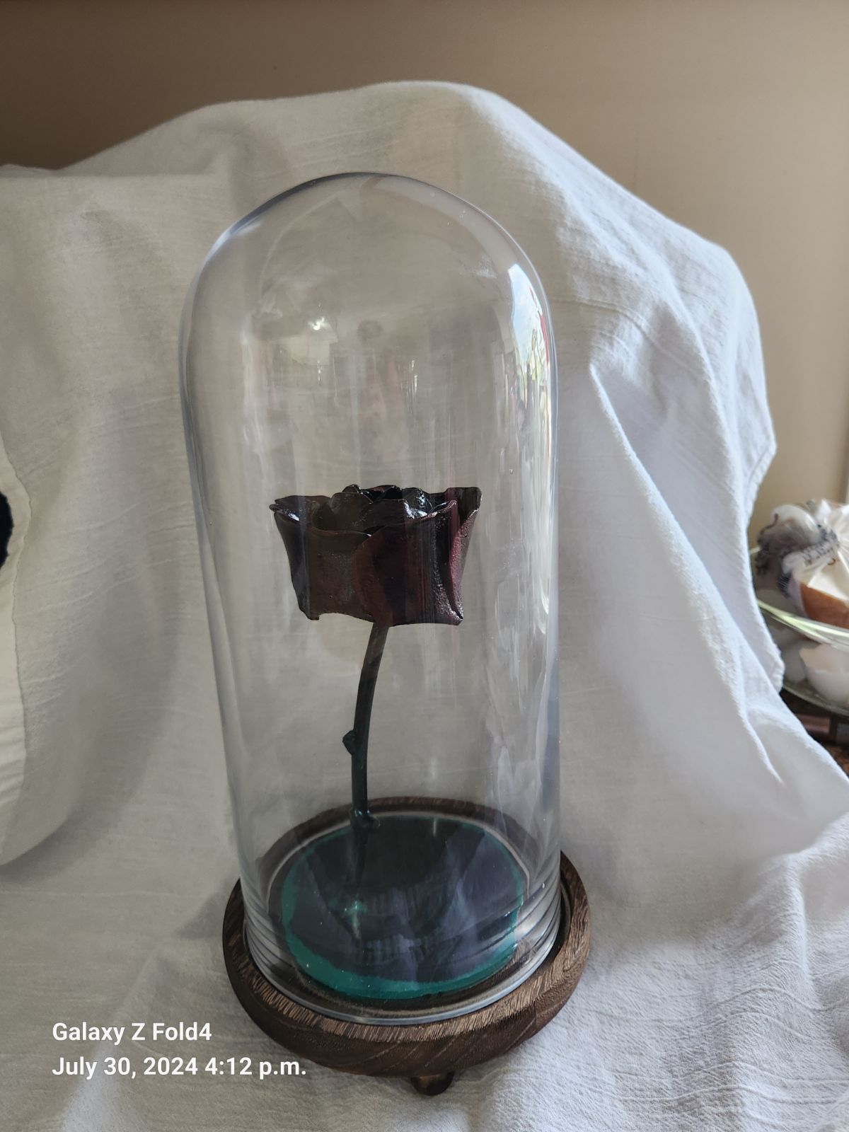 Hand Crafted Metal Roses (in Glass case)